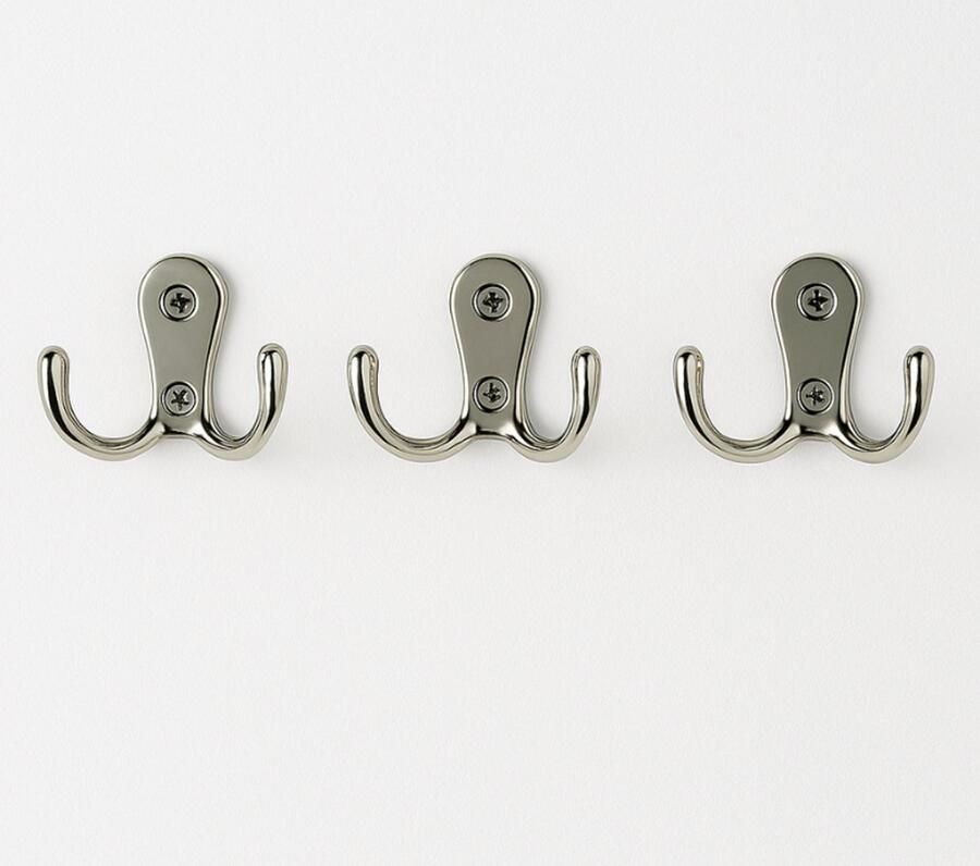 Brash Handdoekhaakjes Wandhaak 3 Stuks Kapstokhaak Handdoek haakjes Jashaak Dubbel Metaal Zilver