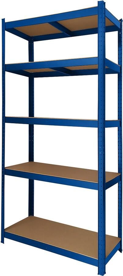 Brasq Blauw Metalen Stellingkast Opbergrek Wandkast Opbergkast 180x90x40cm 5 Lagen kast 175 KG plank 875 KG max