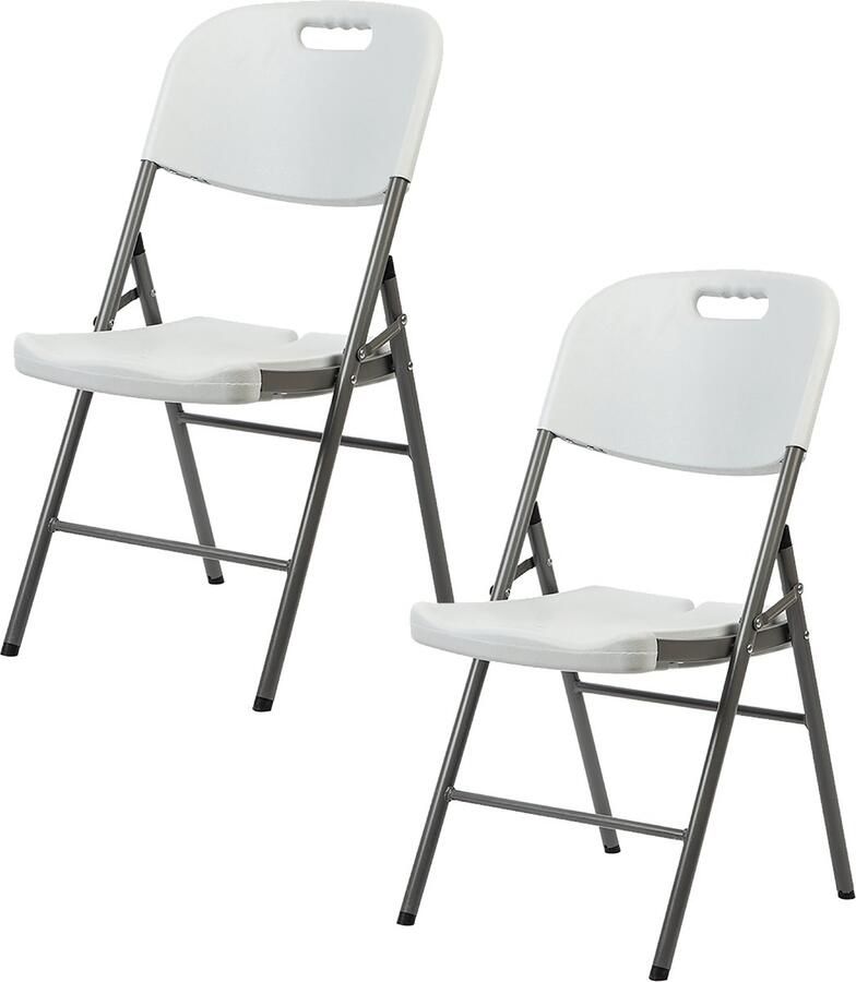 Brasq Set van 2 Klapstoelen Wit Opvouwbare stoelen 45x50x88 cm PVC Eettafelstoelen