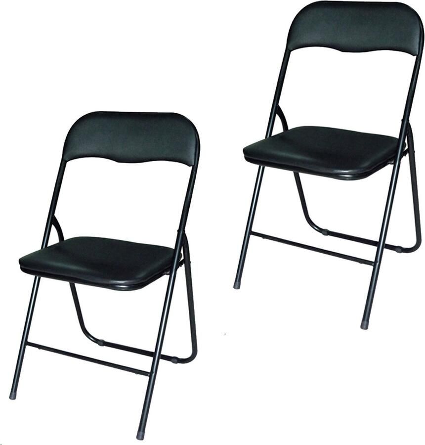 Brasq Set van 2 Gewatteerde Klapstoelen Zwart Opvouwbare stoelen 43x38x78 cm PVC Eettafelstoelen