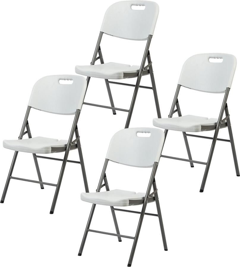 Brasq Set van 4 Klapstoelen Wit Opvouwbare stoelen 45x50x88 cm PVC Eettafelstoelen