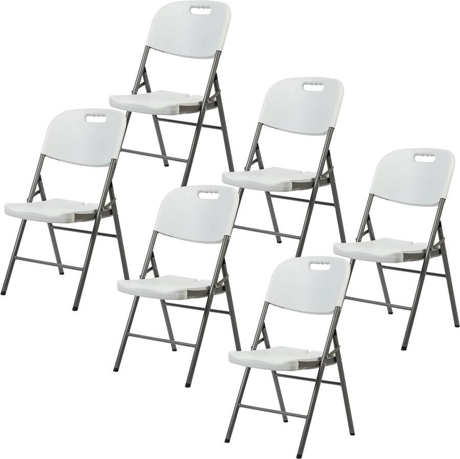 Brasq Set van 6 Klapstoelen Wit Opvouwbare stoelen 45x50x88 cm PVC Eettafelstoelen