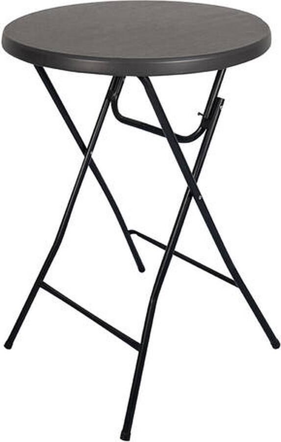 Brasq Statafel Zwart ø80 x 110 cm Bartafel Vouwtafel Inklapbaar van kunststof en metaal voor binnen en buiten