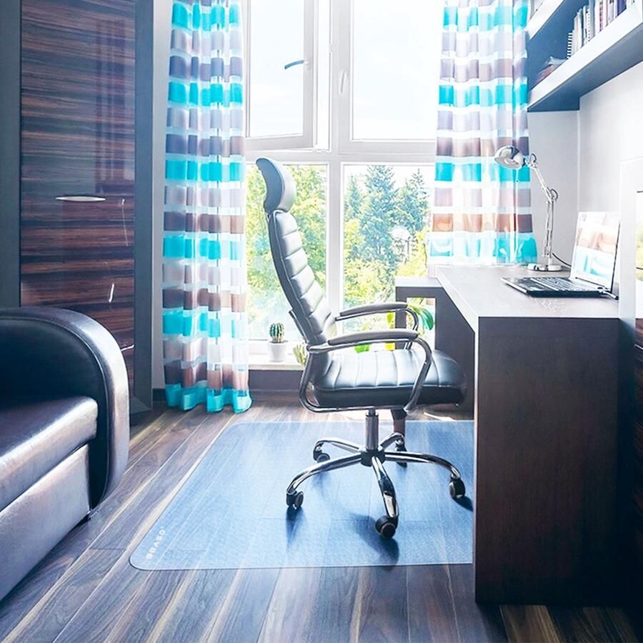 Brasq Stoelmat Transparant 90x120 Vloerbeschermer Bureaustoelmat PVC Vloermat voor zacht vloer CM300+