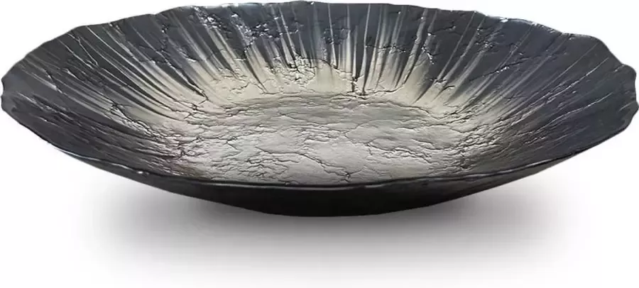 Braynode Decoratieve schaal Glas Zilver Decoratie woonkamer Industrieel Decoratieve accessoires Zwart Luxe en Elegant Design Ø 40cm Kaarsenplateau Grote schaal Fruitschaal Woondecoratie industrieel Decoratie voor op tafel