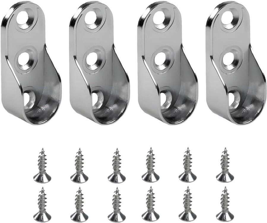 Allecto Plus Set van 4 ovale kastbuishouders voor opslag van kastbuizen in zilverkleur