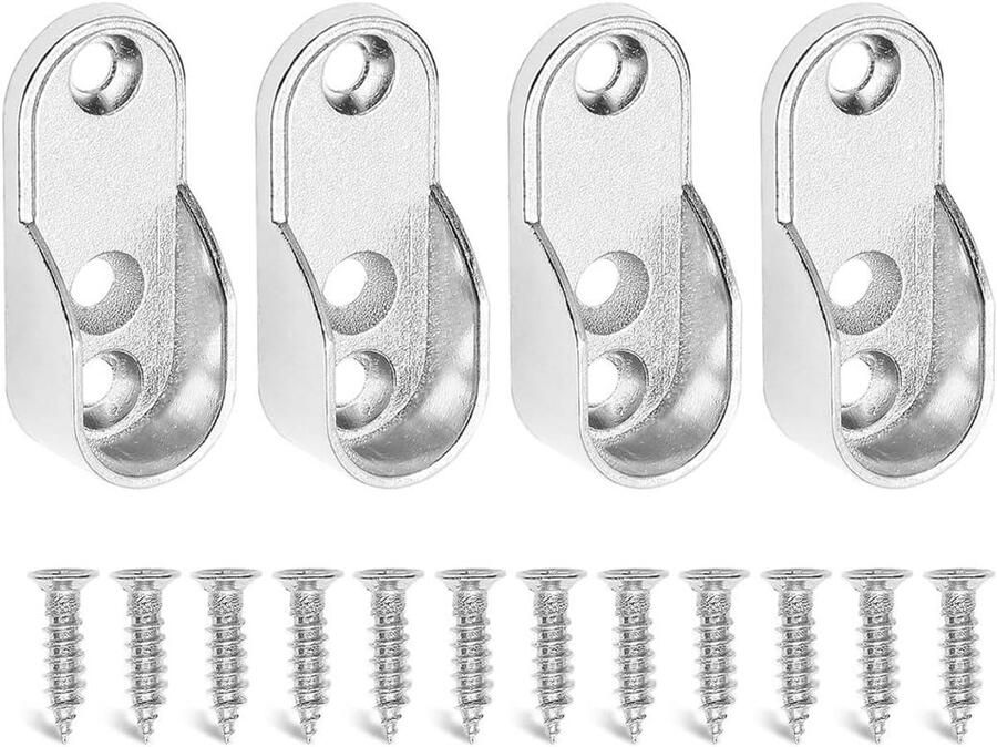 Allecto Plus Verchroomde accessoires voor kledingstang kledingkast 4 stuks afmeting 195 x 32 mm