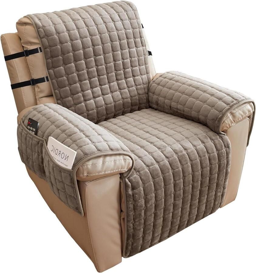 Brenzoos Armleuninghoezen voor relaxbank relaxstoel televisiestoel Stoelhoes met opbergzakken en riemen