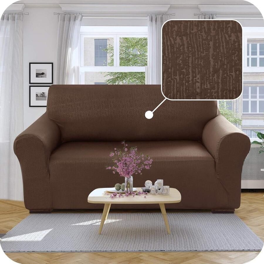 Brenzoos Bankhoes antislip voor woonkamer Zachte bankbeschermer Chocolade 152x83x89 CM