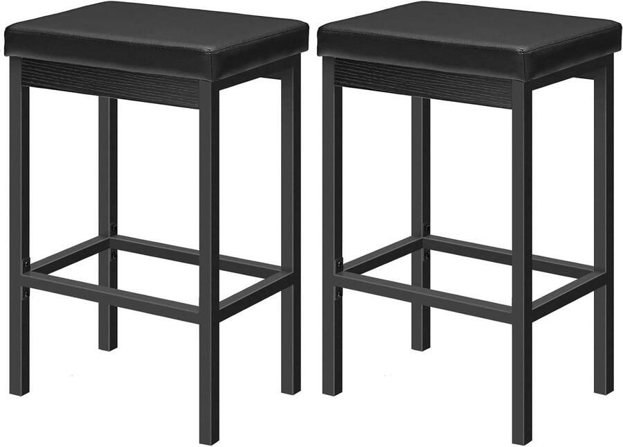 Brenzoos Barkruk 2-delige set barstoel keukenkruk met goed gevoerde zitting in zwart 63 cm hoog eenvoudige montage voor keuken restaurant cafetaria