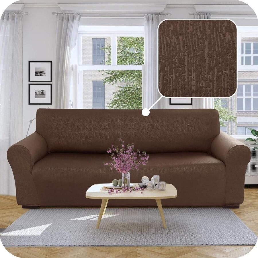 Brenzoos Beschermende Bankhoes voor Woonkamer Antislip & Zachte Bankbeschermer Chocoladekleurig 185x83x89 cm