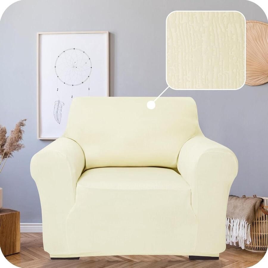 Allecto plus Antislip bankhoes voor woonkamer Zacht Beige 84×90×91 CM Decoratief Bankbeschermer Hoes tegen vlekken