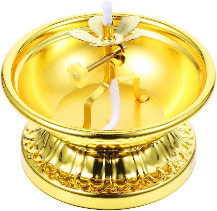 Allecto plus Kandelaar voor Diwali rituelen en decoratie Lotus design Gouden afwerking Votive Lamp Puja benodigdheden