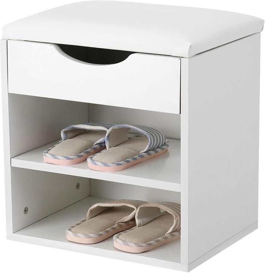 Brenzoos Gang Schoenenrek Met Bovenkussen en Opbergkast Houten Schoenenkast Huis Inkomhal Gewatteerde Zitting 405 x 302 x 42 cm