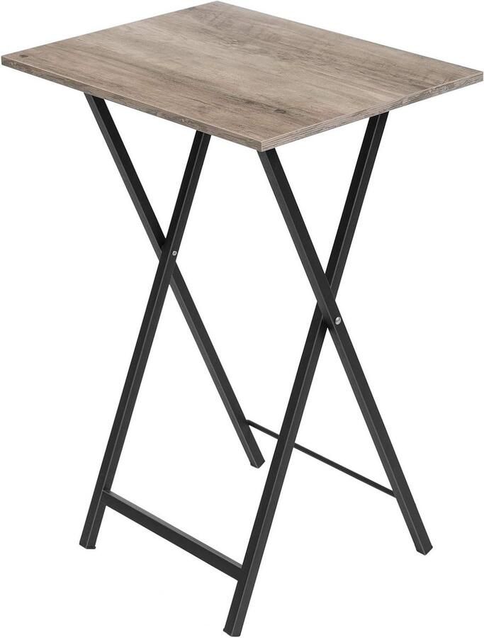 Brenzoos Inklapbare bijzettafel met dienblad en industriële stijl Eenvoudig te monteren Greige-zwart Multifunctionele banktafel