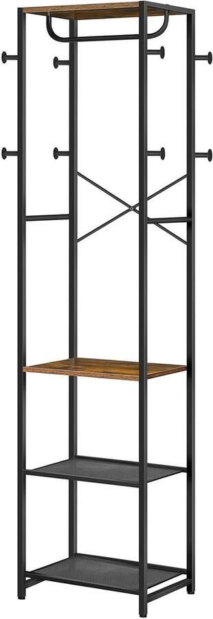 Brenzoos Kapstok met Schoenenrek en Opbergrek Vintage Bruin en Zwart Kledingrek