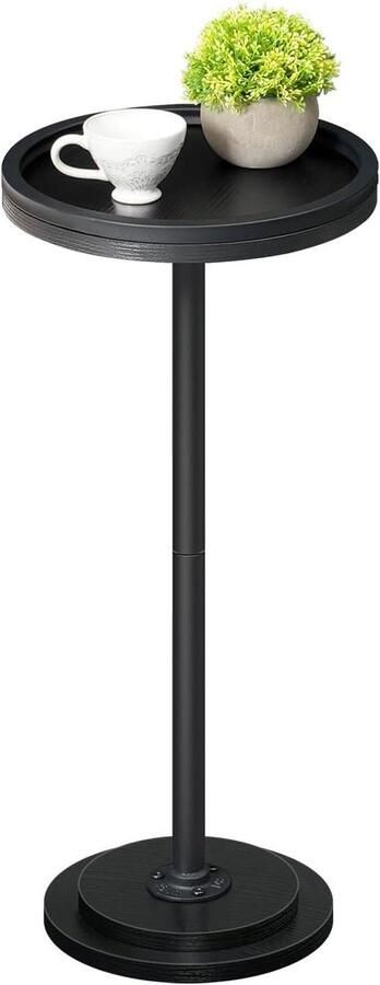 Brenzoos Kleine ronde bijzettafel dranktafel koffietafel met voetstuk voor kleine ruimtes zwart Ideaal voor woonkamer en slaapkamer