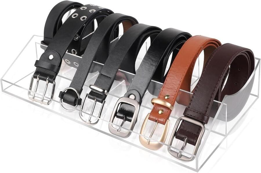 Allecto plus Acryl Opbergbox 7 vakken transparant Riemenhouder box voor kast en lade Riemorganizer voor dames en heren