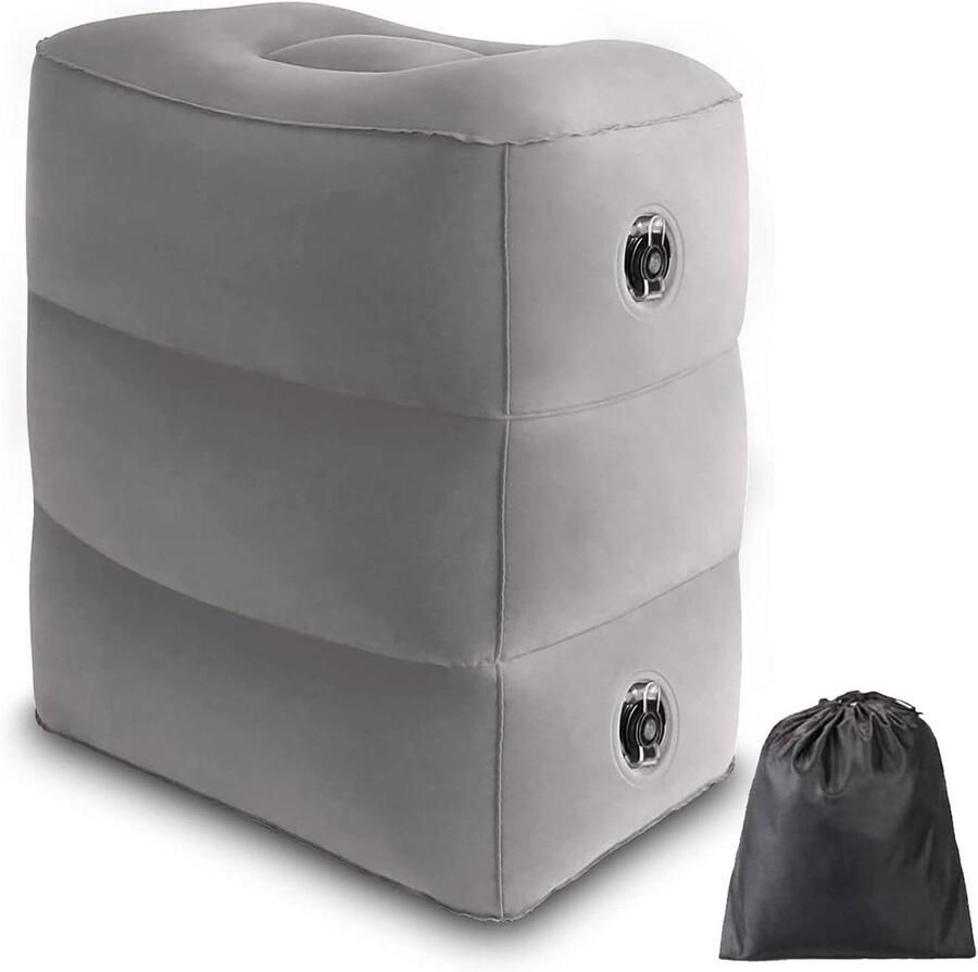 Brenzoos Opblaasbaar voetsteunkussen voor vliegtuig en autoritten Draagbare voetsteun voor thuis en op kantoor Voetenbankje