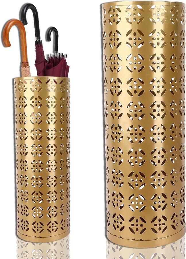 Brenzoos Paraplubak Organizer voor Paraplu's Home Styling Goud 42x15x15 cm – Moderne Entree Opberger met Zware Metalen 6 5x5 9x5 9 inch (S)