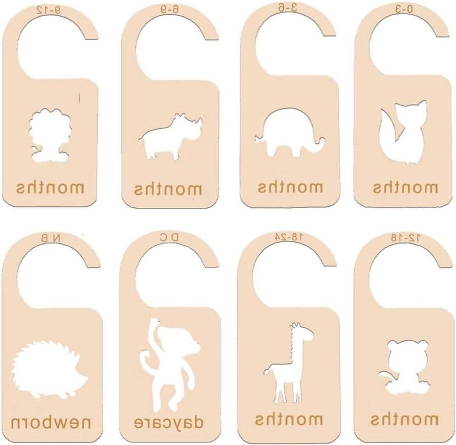 Brenzoos Scheidingswanden voor kinderkast Houten organizer met hol dierdesign Set van 8 Babykleerhangers Kinderkast accessoires