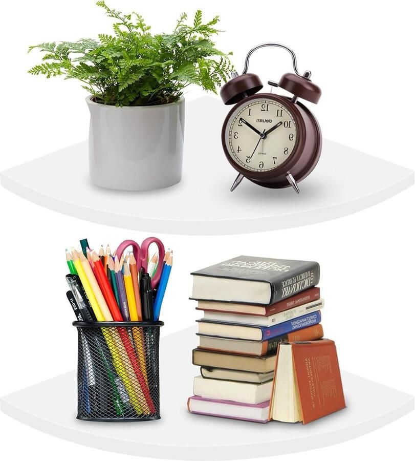 Brenzoos Set van 2 hoekplanken 25 cm breed hangend wit zware belasting zwevende planken decoratief wandrek waterdicht bloemenrek voor keuken slaapkamer woonkamer werkkamer