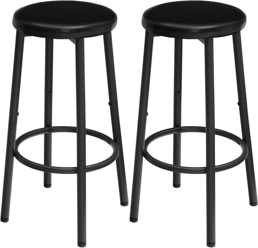 Brenzoos Set van 2 zwarte barstoelen met PU-bekleding en voetensteun voor keuken restaurant café