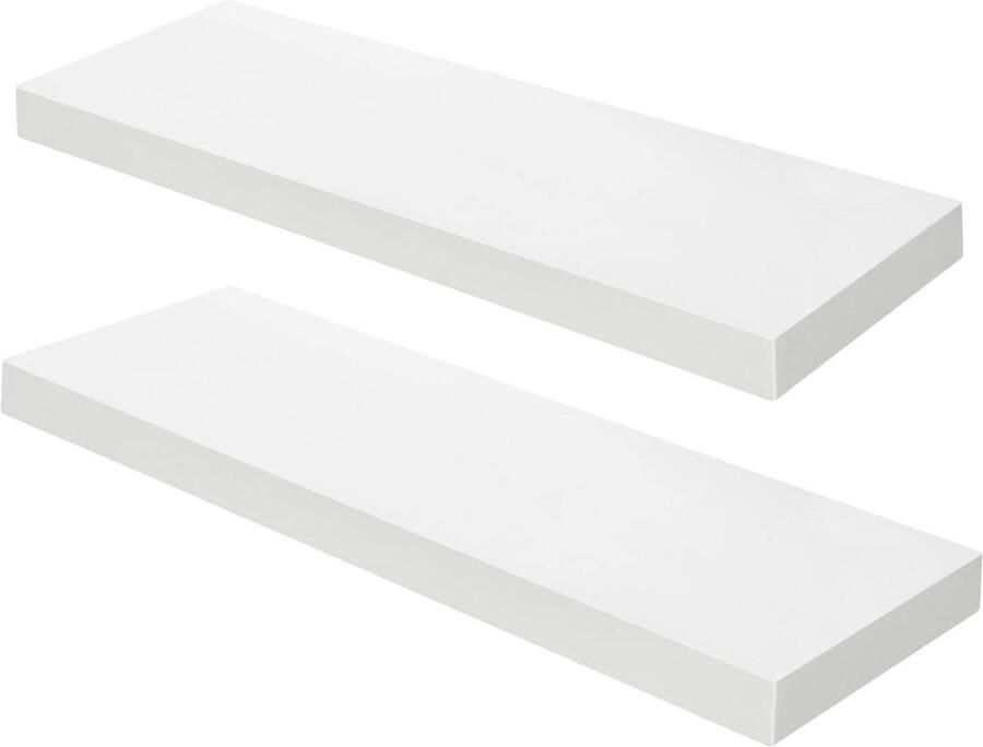 Brenzoos Set van 2 Zwevende Planken 60 cm Onzichtbare Beugels Wit Decoratie voor Badkamer Slaapkamer Keuken Woonkamer