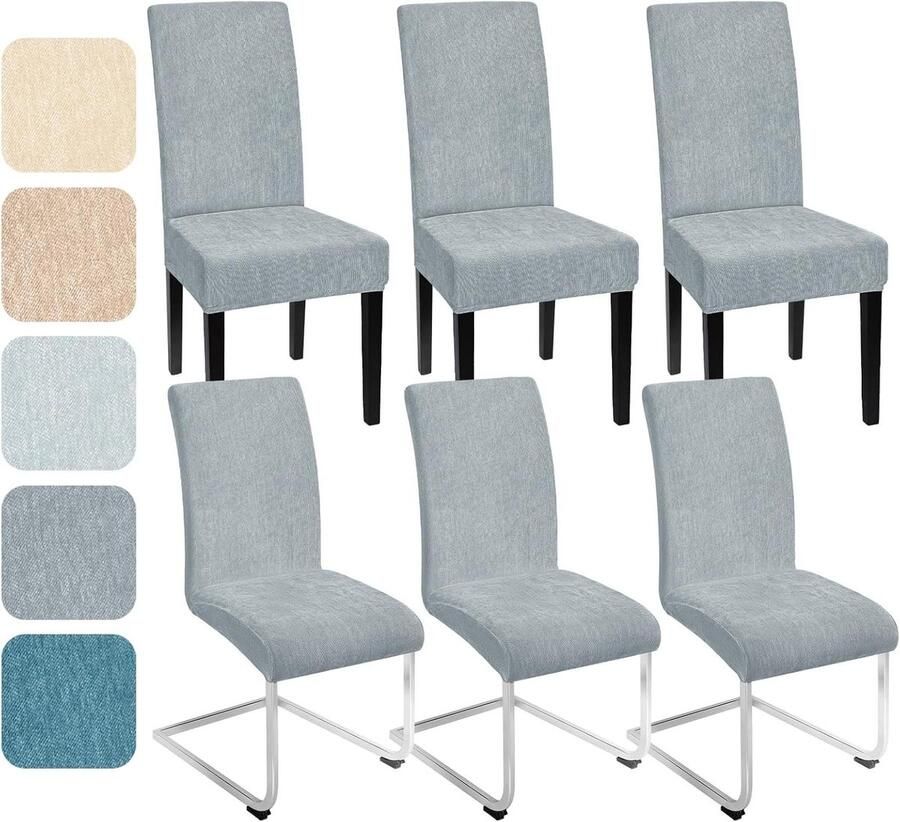 Brenzoos Stretch stoelhoezen set van 6 chenille stoelhoes Universele eetkamerstoelen Overtrek wasbaar afneembaar Stoelbescherming voor keuken banket bruiloft hotel