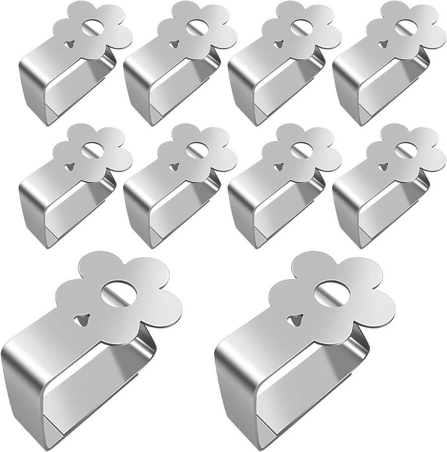 Allecto plus Tafelkleedklemmen roestvrij staal 10 stuks voor buitenhuis tafelkleed bruiloft feest (bloemen)