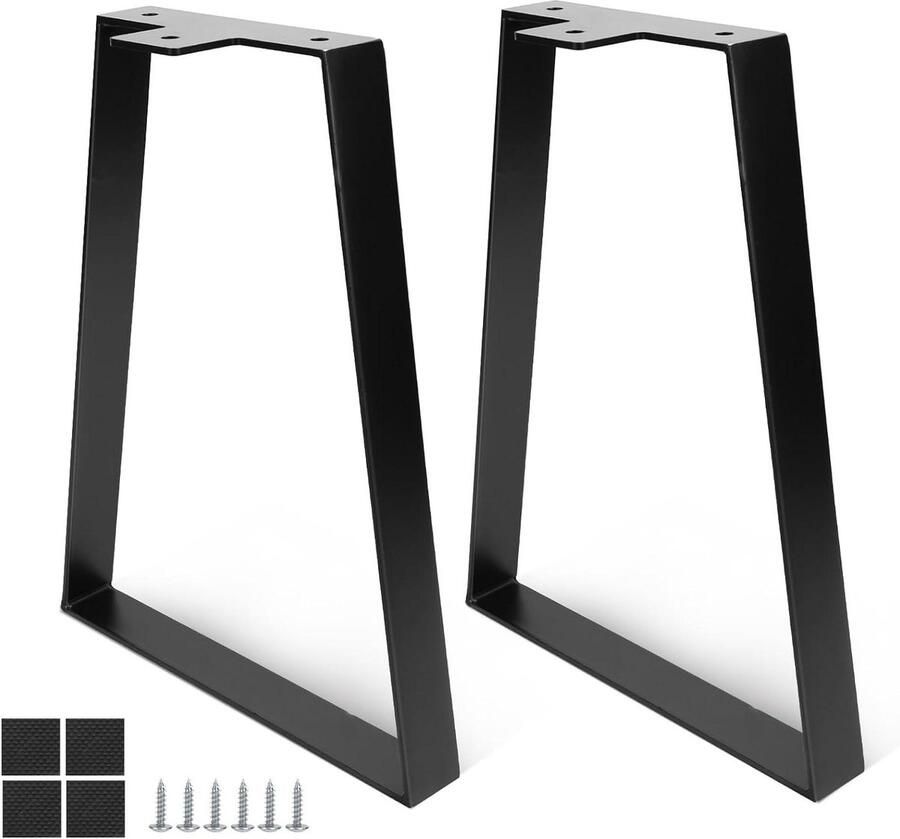 Allecto Plus Trapeziumvormige Tafelpoten 35 cm Zwarte Metalen Meubelpoten Tafelframe inclusief Schroeven DIY Salontafel Onderstel