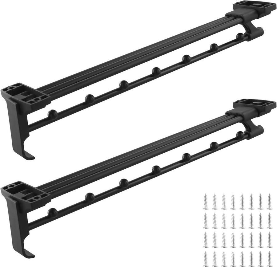 Allecto plus 2-pack uittrekbare kledingstang 40 cm zwart Kledingventilator verstelbare stang voor kastorganisatie