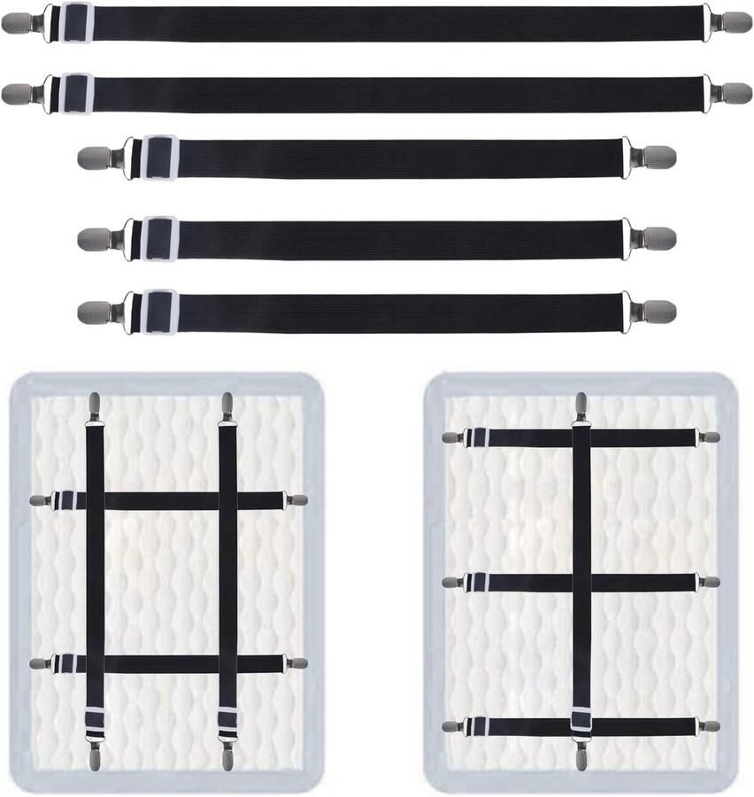 Brenzoos Verstelbare elastische tafelhoesklemmen Set van 5 stuks voor tafelkleedhouder Gesp