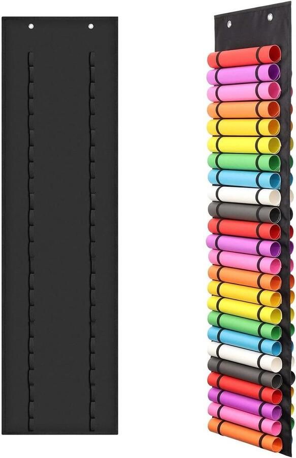 Brenzoos Vinyl opbergorganizer met 48 compartimenten wandmontage zwart