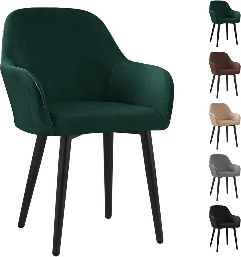 Allecto plus Universele Stretch Fluwelen Stoelhoes 1-Delige Set Afneembaar en Wasbaar Groen Voor Keuken Eetkamer Banket Geschikt voor Stoelen met Armleuningen