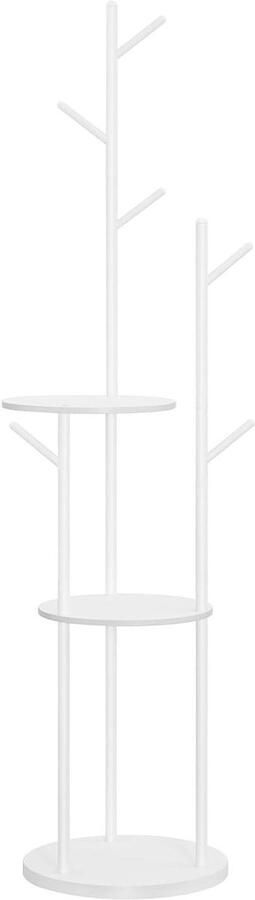 Allecto plus Vrijstaand kledingrek boomvorm met 6 haken en 3 planken Kapstok voor woonkamer en slaapkamer Wit kleur_^(78 caracters)