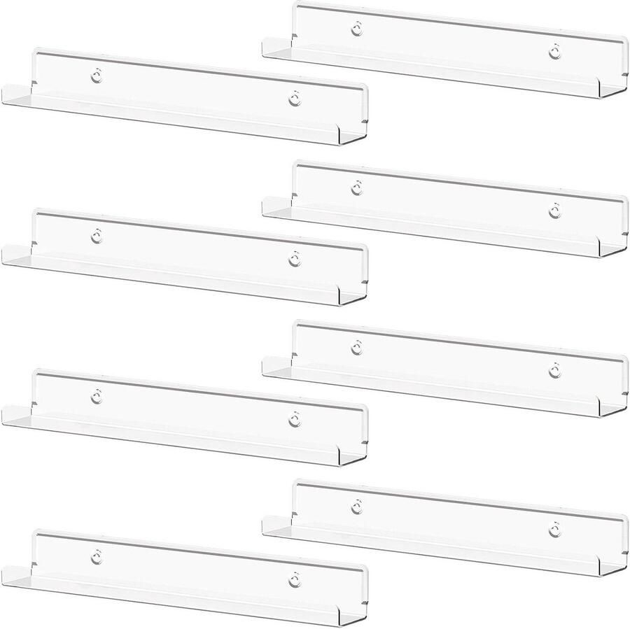 Brenzoos Zwevende Planken voor Vinyl Platen 8-Stuks 12-Inch Acryl Muurplanken voor Kamerdecoratie en Opslag in Slaapkamer Woonkamer en Badkamer met Boek Foto Make-up Display Opberg- en Organisatiesysteem