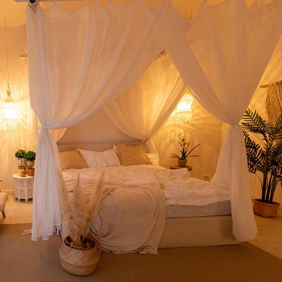 Brettschneider Ronda Luxe Klamboe Katoen Voor King Size Bed 4 Deuren 210 cm breed 210 cm lang 210 cm hoog Hemelbed