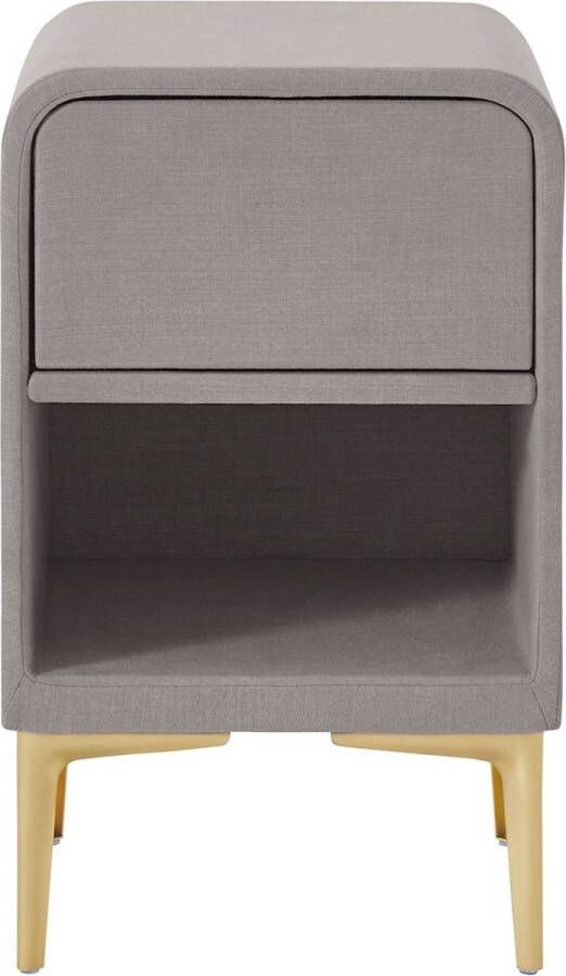 BBright B Bright Nachtkast rond B Bright met 1 lade en poten 40 x 65 x 40 cm taupe - Foto 2