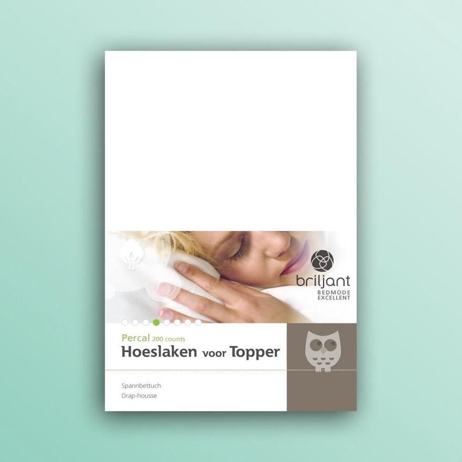 Briljant home Percal katoen hoeslaken topdekmatras wit 80x220 cm