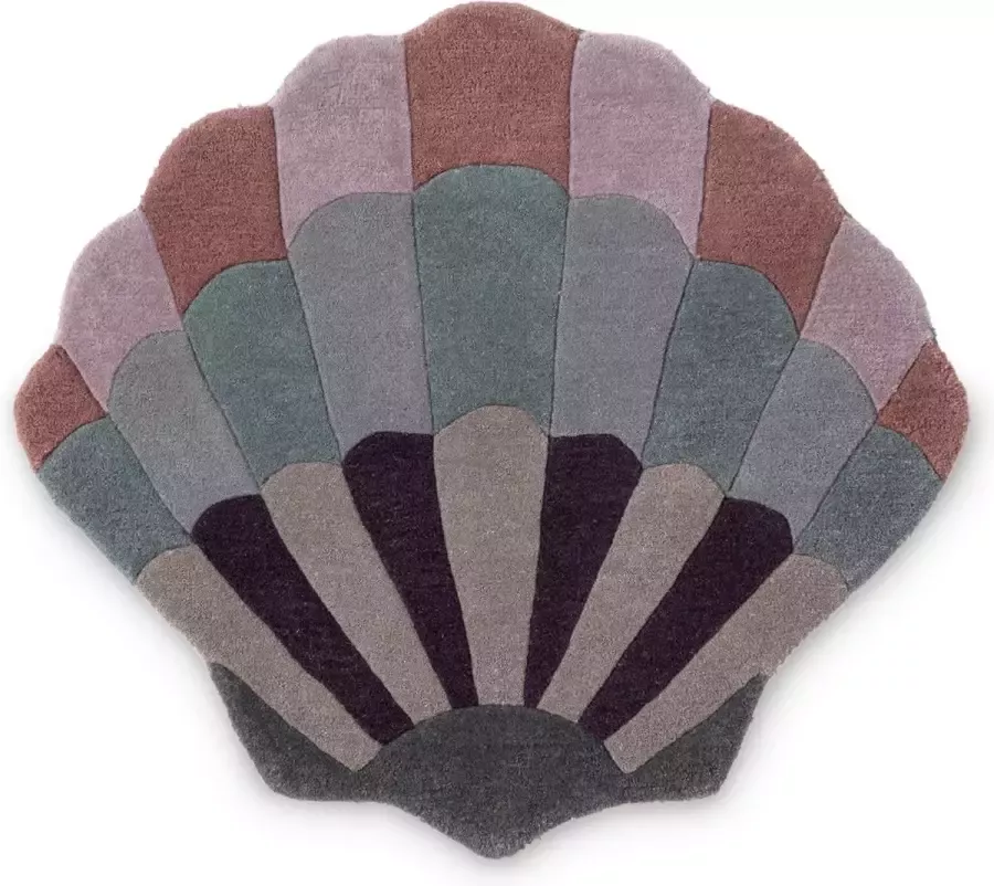Brink & Campman Brink en Campman Brink en Campman Decor Kids Shell Lilac 141308 Vloerkleed 90x80 Rond Kinder Laagpolig Tapijt Modern Blauw Paars Roze