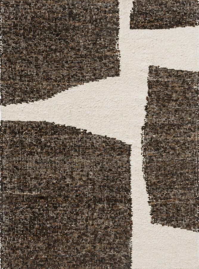 Brink & Campman Craft Fundament Chocolate Cream 149305 Vloerkleed 200 x 280 cm Bruin Ivoor Rectangular Wol Jute Katoen Woonkamer Slaapkamer Eetkamer Abstract Geometrisch Modern Landelijk