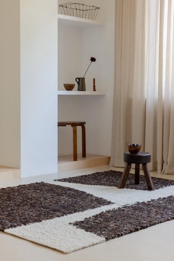 Brink & Campman Craft Fundament Chocolate Cream 149305 Vloerkleed 250 x 350 cm Bruin Ivoor Rectangular Wol Jute Katoen Woonkamer Slaapkamer Eetkamer Abstract Geometrisch Modern Landelijk