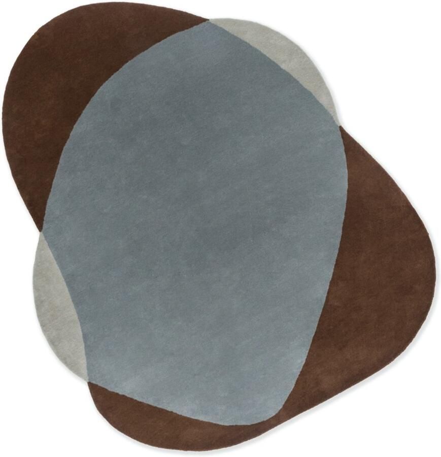 Brink & Campman Element Chad Brown Blue 087705 Vloerkleed 250 x 294 cm Bruin Blauw Organic Wol Eetkamer Woonkamer Slaapkamer Geometrisch Abstract Modern Design