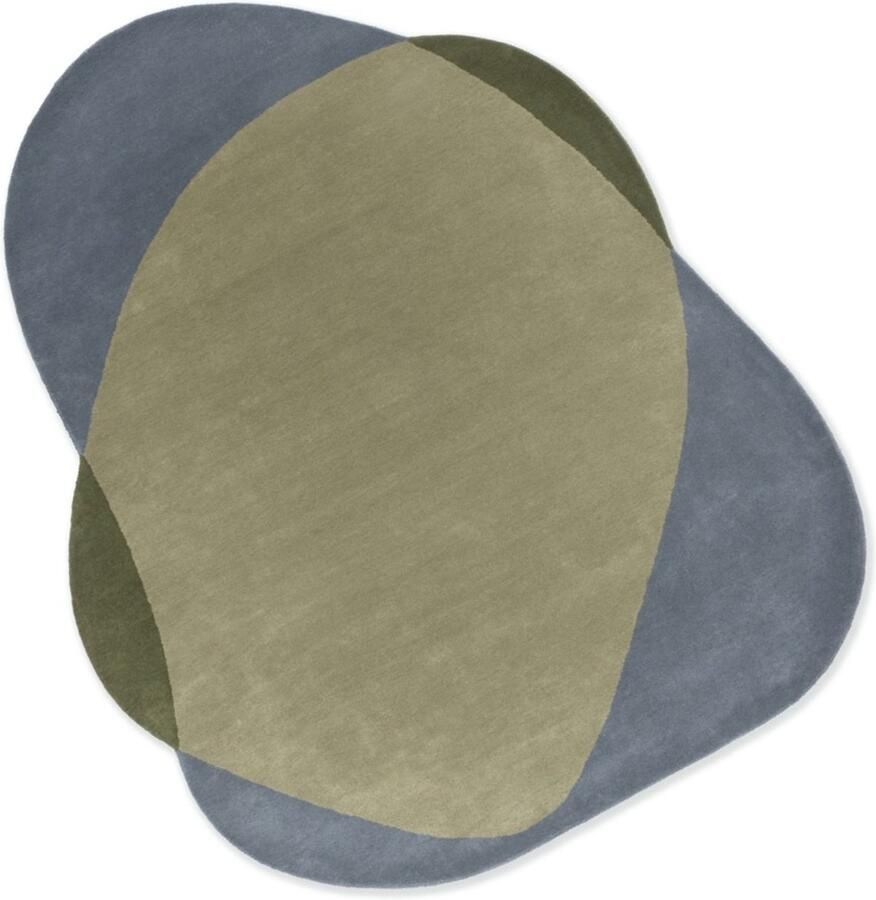 Brink & Campman Element Chad Grey Green 087704 Vloerkleed 250 x 294 cm Groen Grijs Organic Wol Eetkamer Woonkamer Slaapkamer Geometrisch Abstract Modern Design