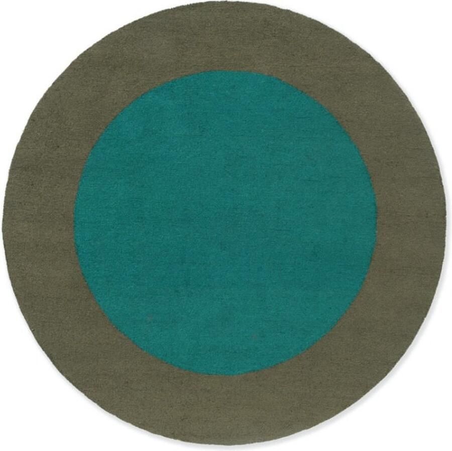 Brink & Campman Festival Round Aqua 496308 Vloerkleed Ø 200 cm Blue Round PET Dining room Living room Kitchen Terrace Geometric In & Outdoor Retro Modern