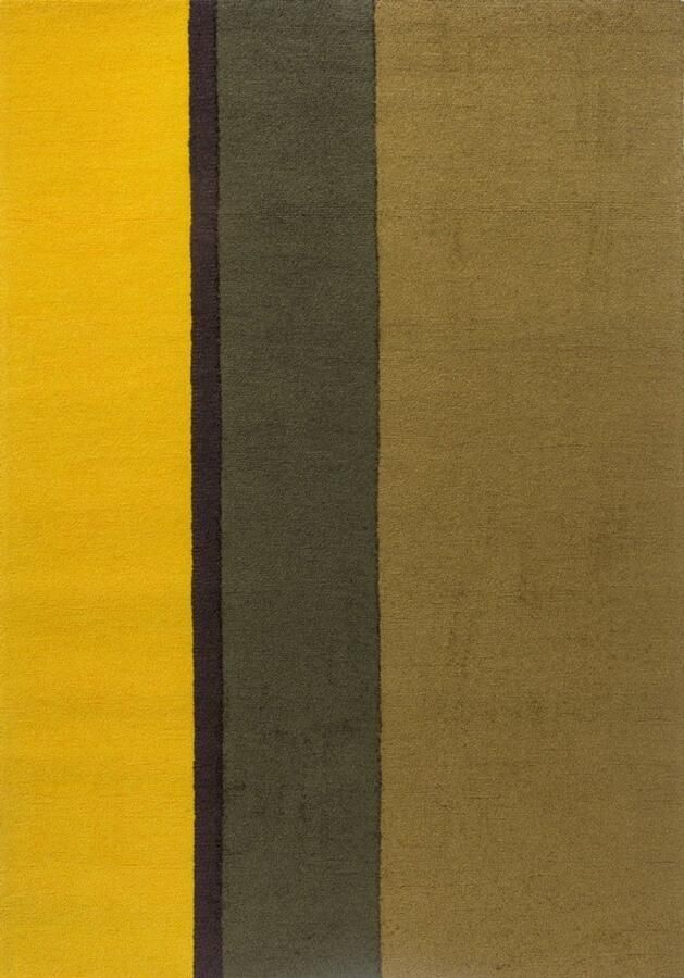 Brink & Campman Festival Stripe Yellow 496516 Vloerkleed 140 x 200 cm Yellow Rectangular PET Dining room Living room Kitchen Terrace Stripes In & Outdoor Retro