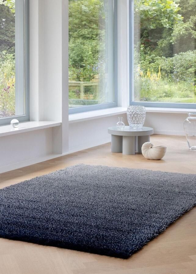 Brink & Campman Shade High Silver Polar Night 011904 Vloerkleed 250 x 350 cm Blauw Rectangular Wol Woonkamer Schakering Shaggy Hoogpolig Modern