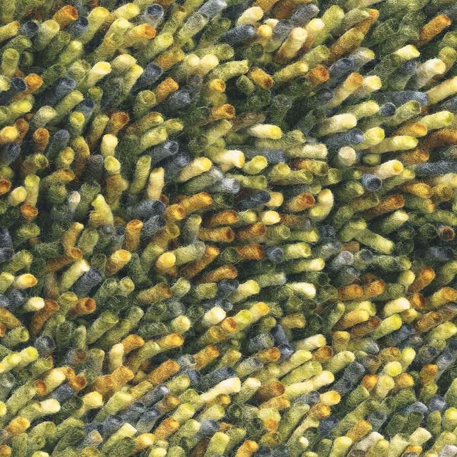 Brink & Campman Vloerkleed 140 x 200 cm Geel Beige Rechthoekig Wol Woonkamer Slaapkamer Effen Modern Shaggy Hoogpolig Landelijk