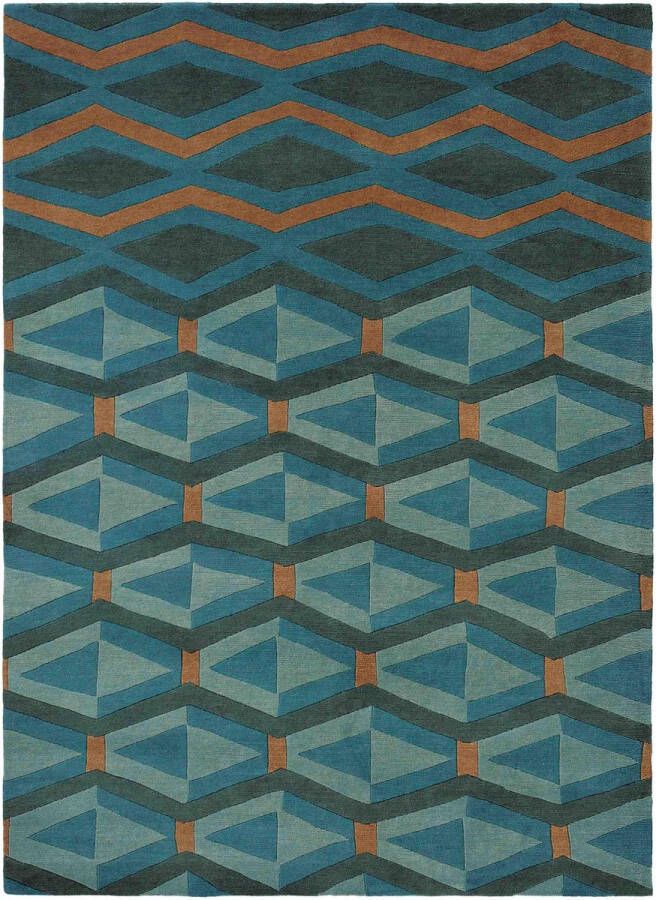 Brink & Campman Brink en Campman Yara Artdeco 33508 Vloerkleed 250x350 Rechthoek Laagpolig Tapijt Modern Blauw Bruin